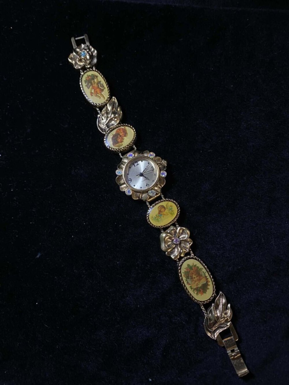 Vintage 1928 Cherub Working Watch Blue Amethyst Aurora Birthstone Bracelet